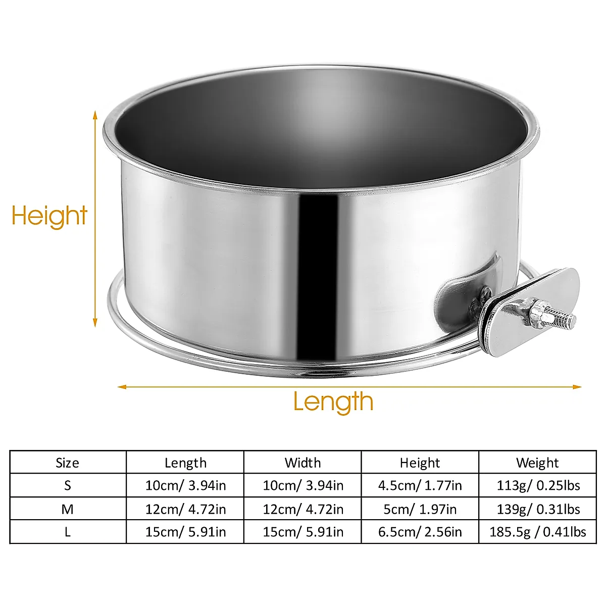 M Size Stainless Steel Dog Bowl Pets Hanging
