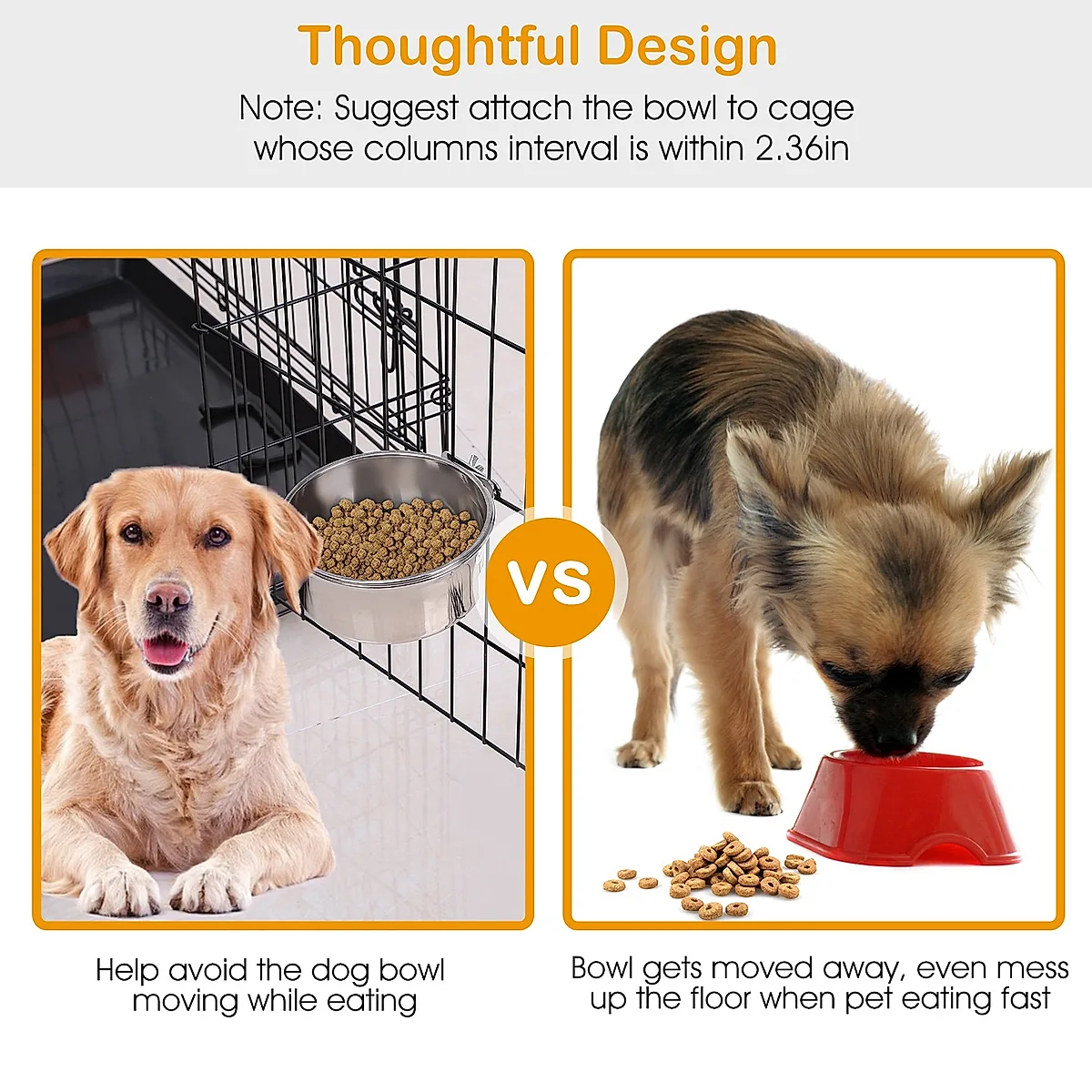 M Size Stainless Steel Dog Bowl Pets Hanging - Image 3