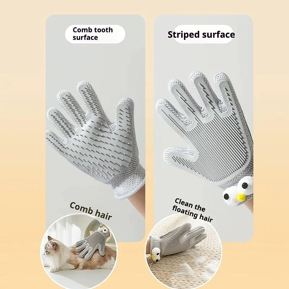 2-In-1 Pet Grooming Gloves & Brushes For Cats - Image 8