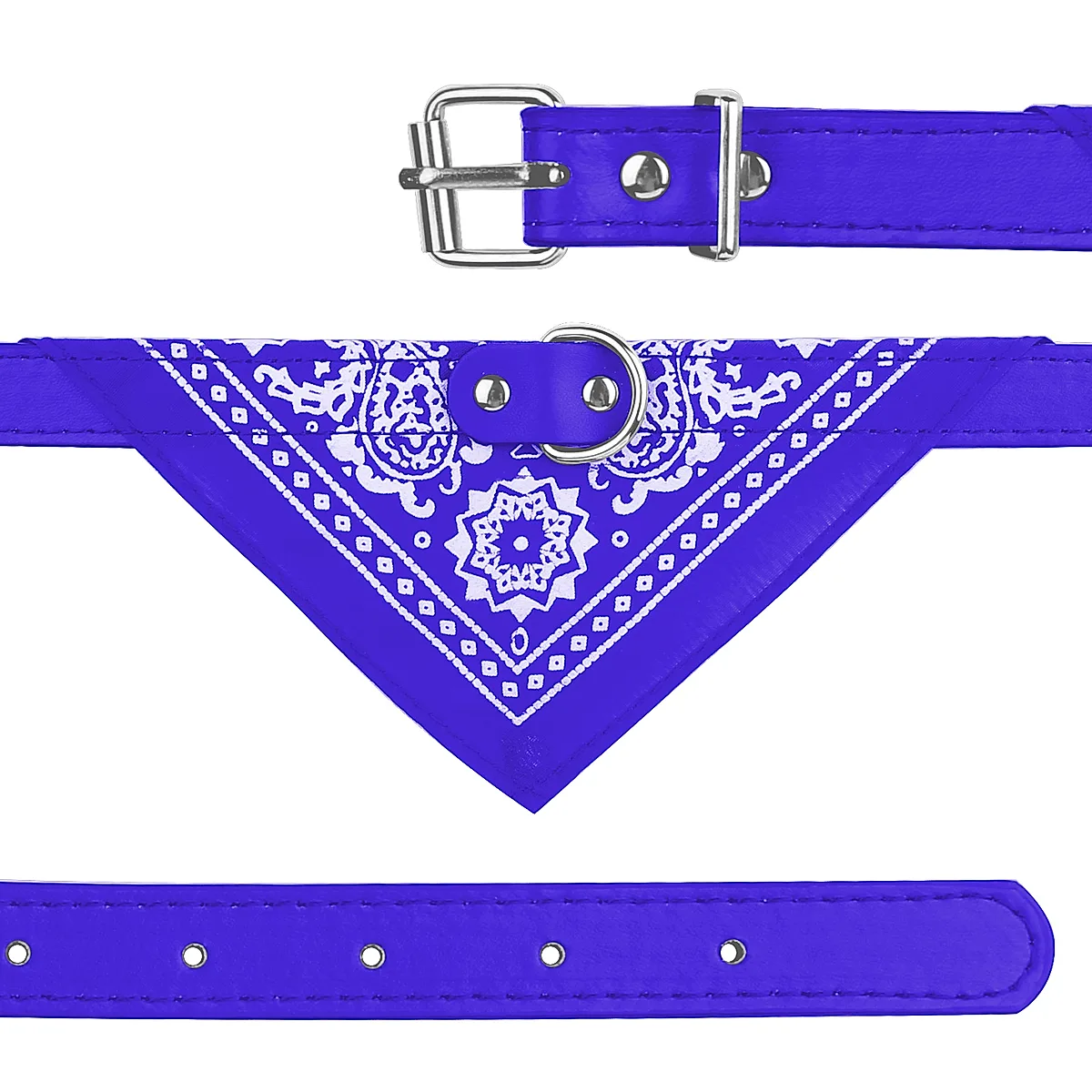 Adjustable Bandana Leather Pet Collar Triangle Scarf - Image 3