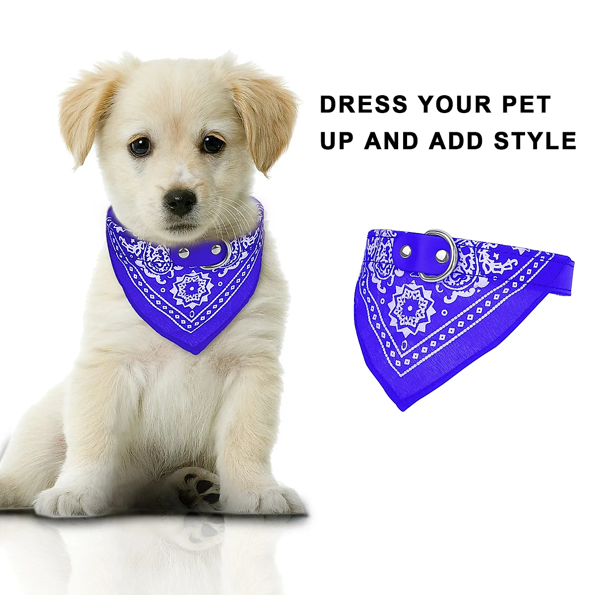 Adjustable Bandana Leather Pet Collar Triangle Scarf - Image 6