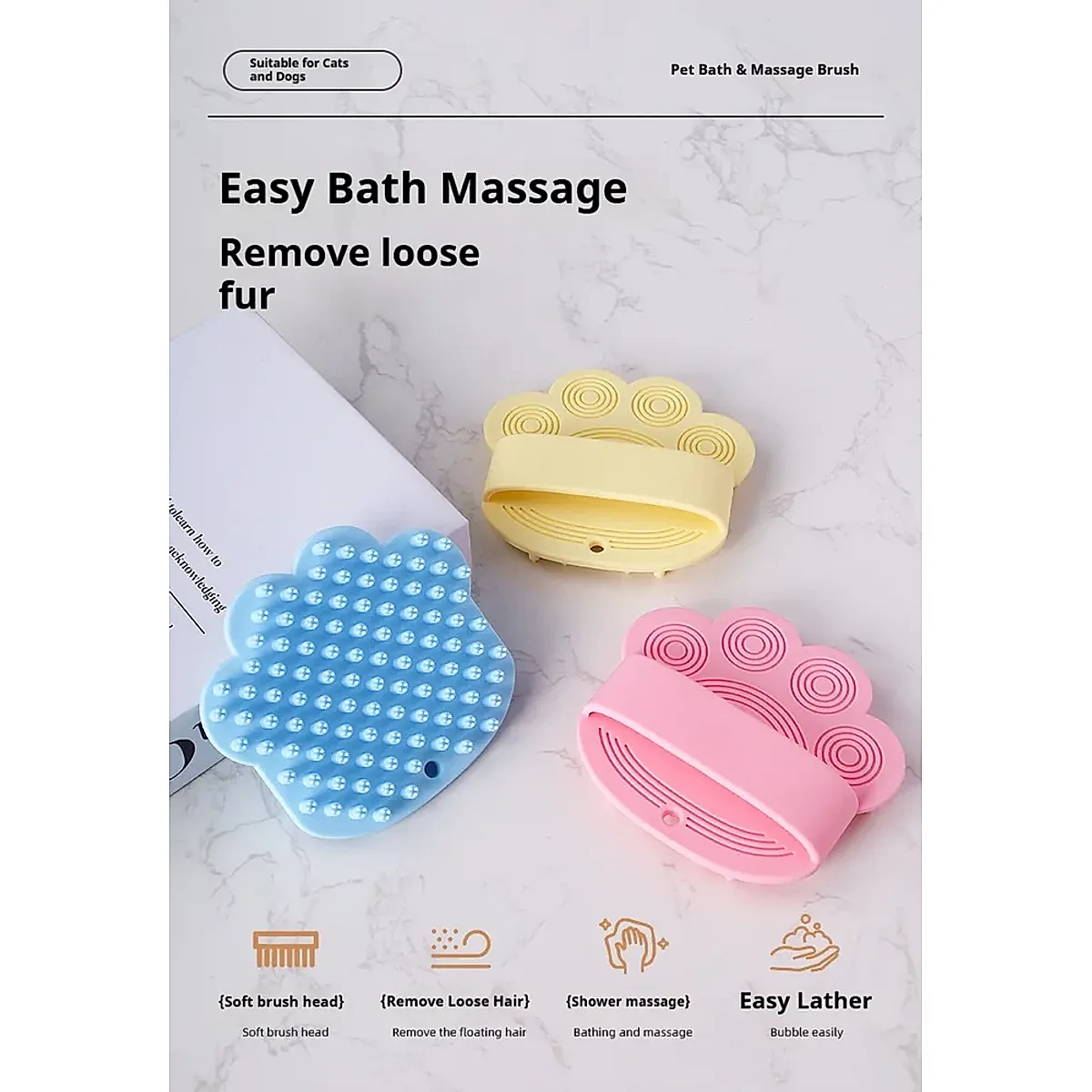 Dog Bath Brush,pet Bath Comb Brush Soothing Massage - Image 6