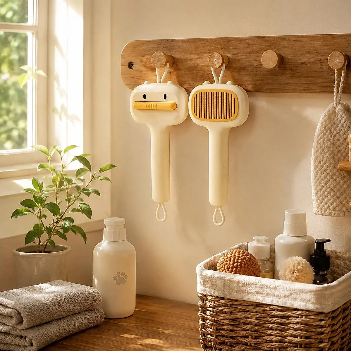 Cute Cartoon Bear Self-Cleaning Pet Brush Universal Deshedding - Image 5