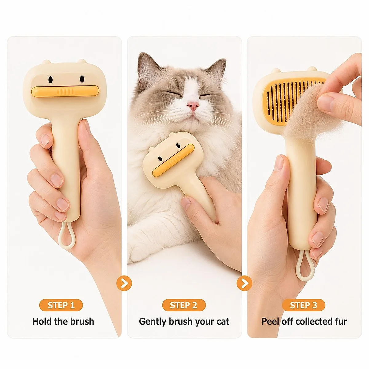 Cute Cartoon Bear Self-Cleaning Pet Brush Universal Deshedding - Image 7