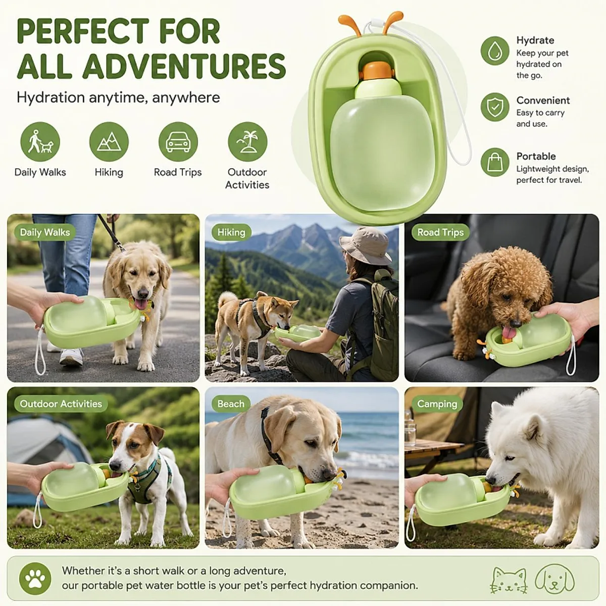 Portable Pet Water Bottle With Cute Antlers Food - Image 4