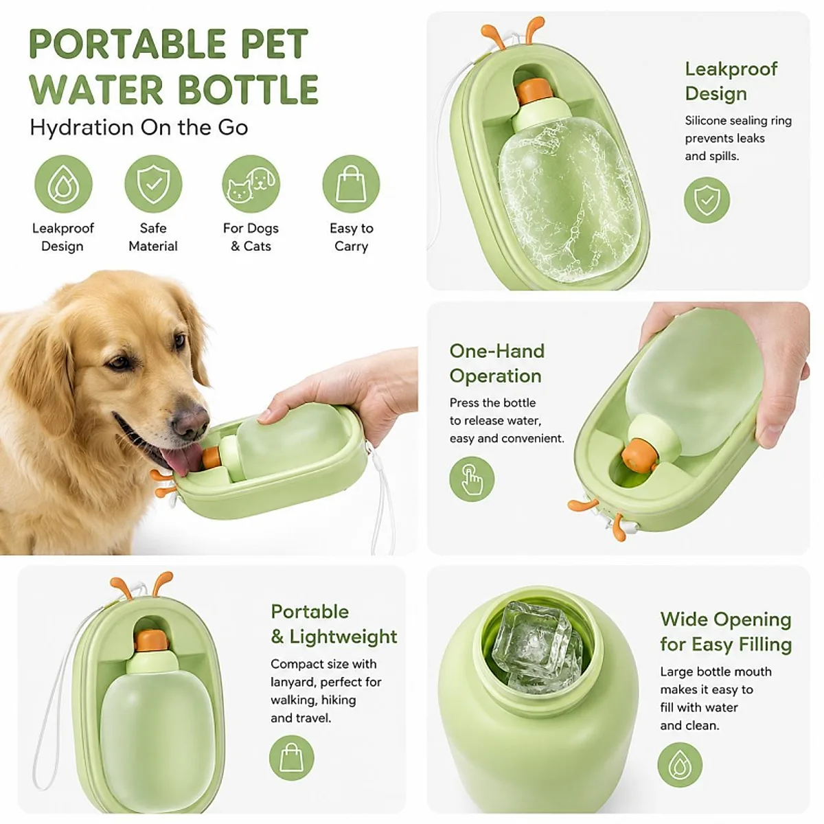 Portable Pet Water Bottle With Cute Antlers Food - Image 6