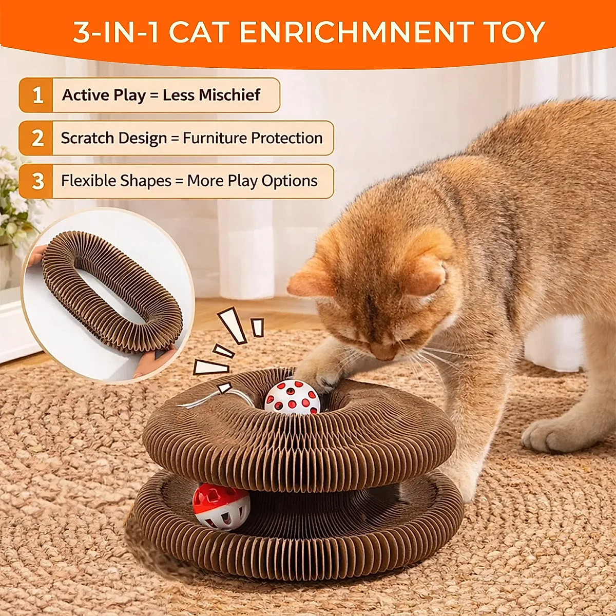 Kitty Curls Cat Toy - Foldable Accordion Cat - Image 2
