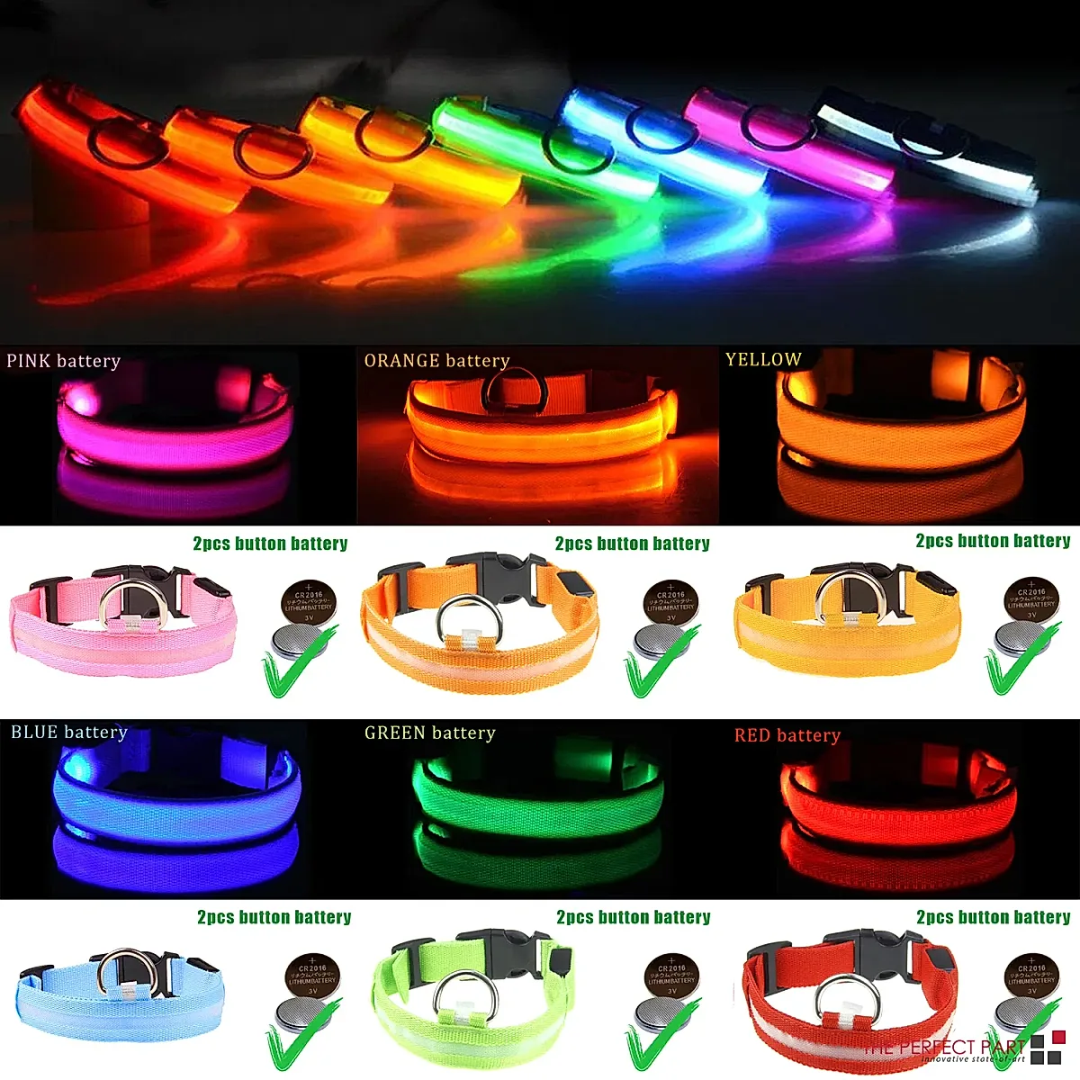 LED Adjustable Dog Collar Blinking Flashing Light Up