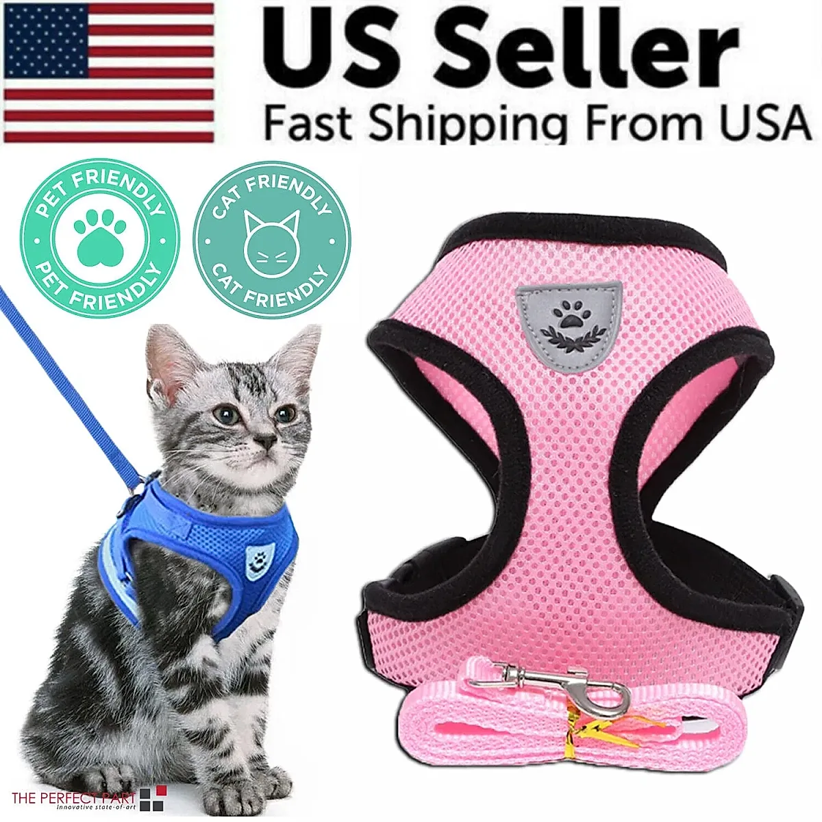 Cat Dog Pet Harness Adjustable Control Vest Dogs