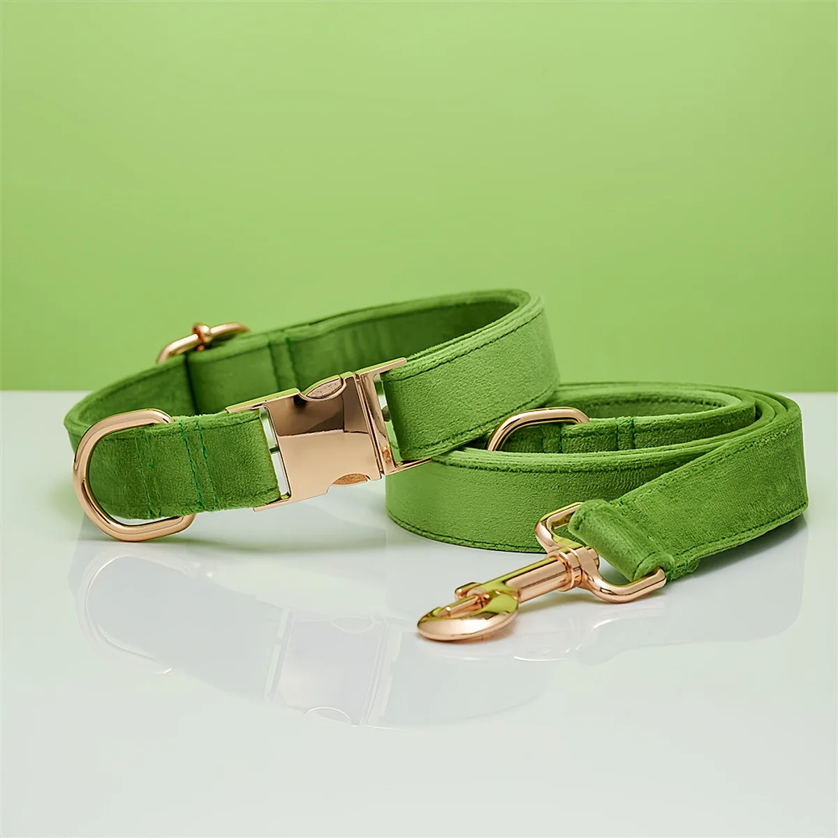Multiple Colour Velvet Personalise Dog Collar Leash Set - Image 8