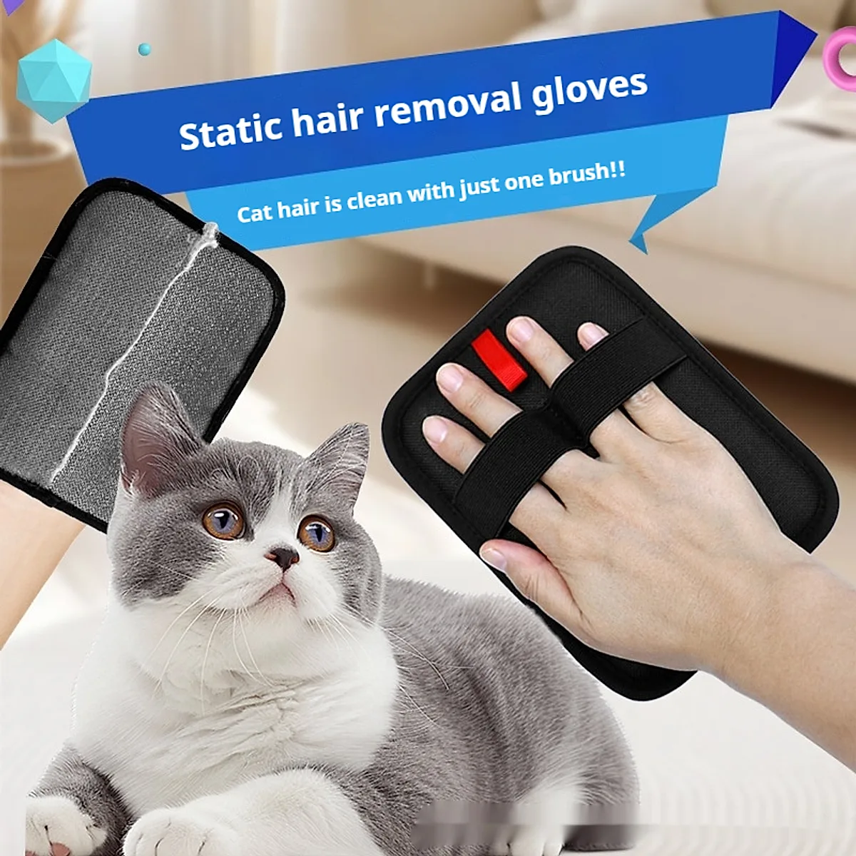 Pet Hair Removal Gloves Hair Brush - Image 3