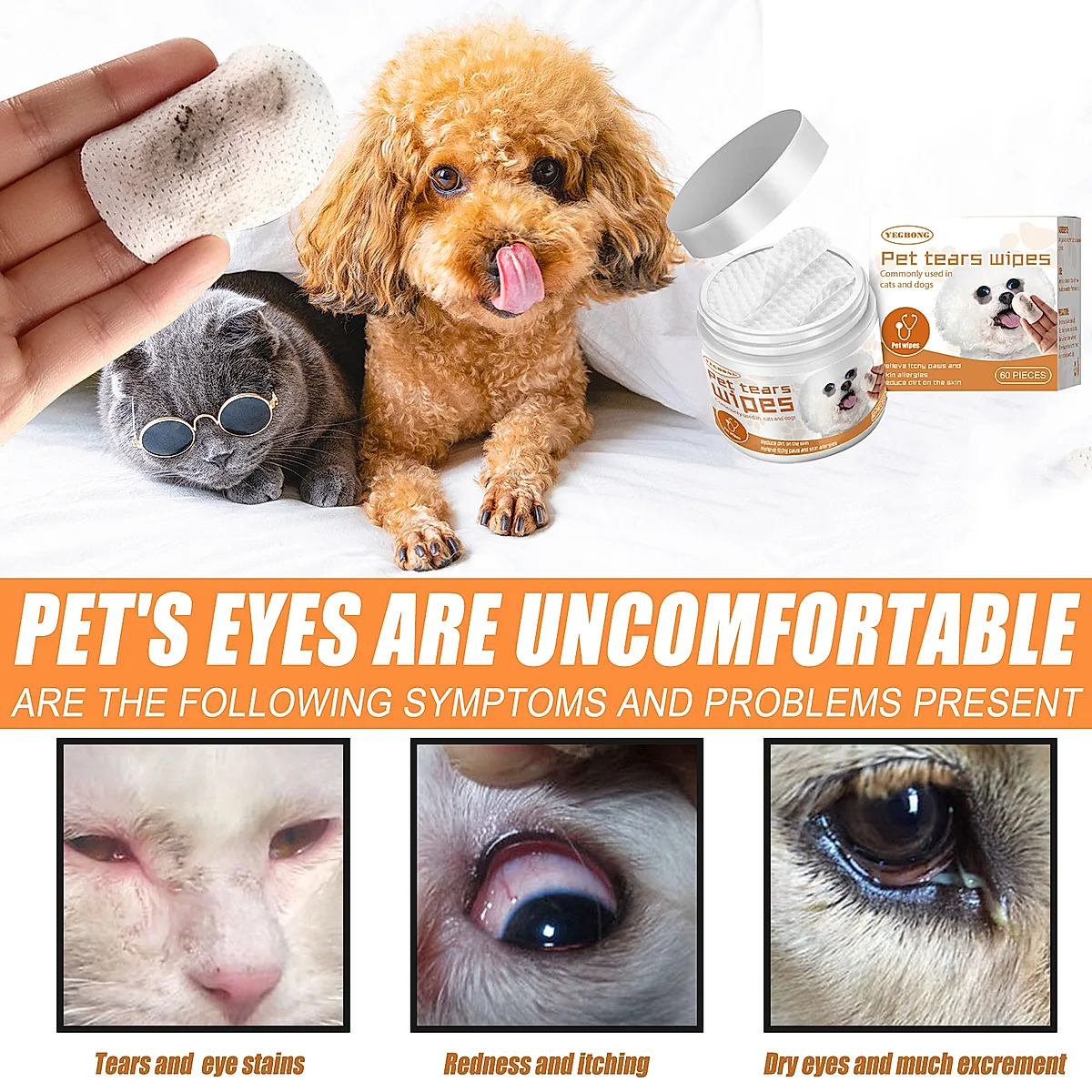 Pet Wipes Clean, Dogs And Cats Tear Stains Eye Cleaning Wipe Eye Dirt Cotton Pad - Image 3