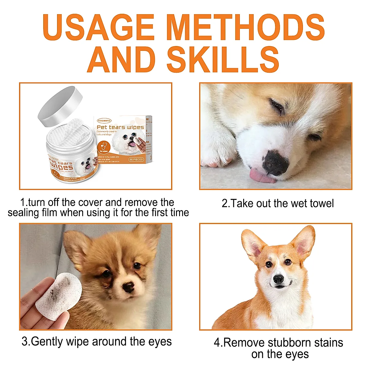 Pet Wipes Clean, Dogs And Cats Tear Stains Eye Cleaning Wipe Eye Dirt Cotton Pad - Image 5