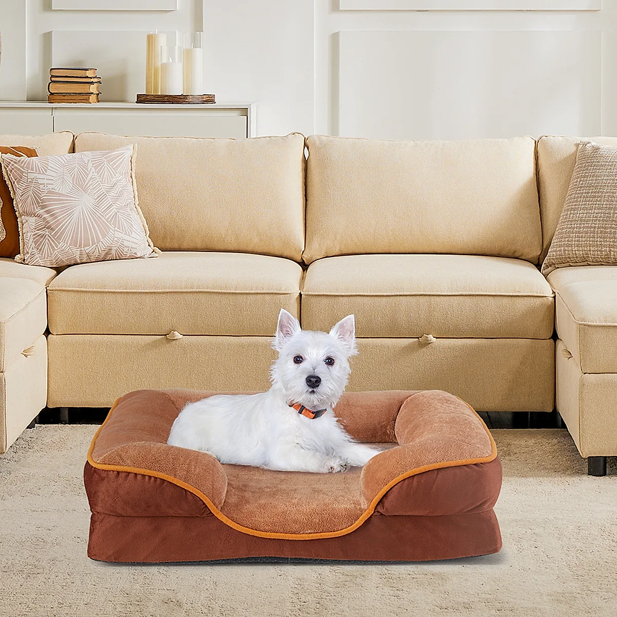 Memory Foam Pet Bed For Small Dogs & Cats With Washable Removable Cover Non-Slip Base Waterproof Liner - Image 7