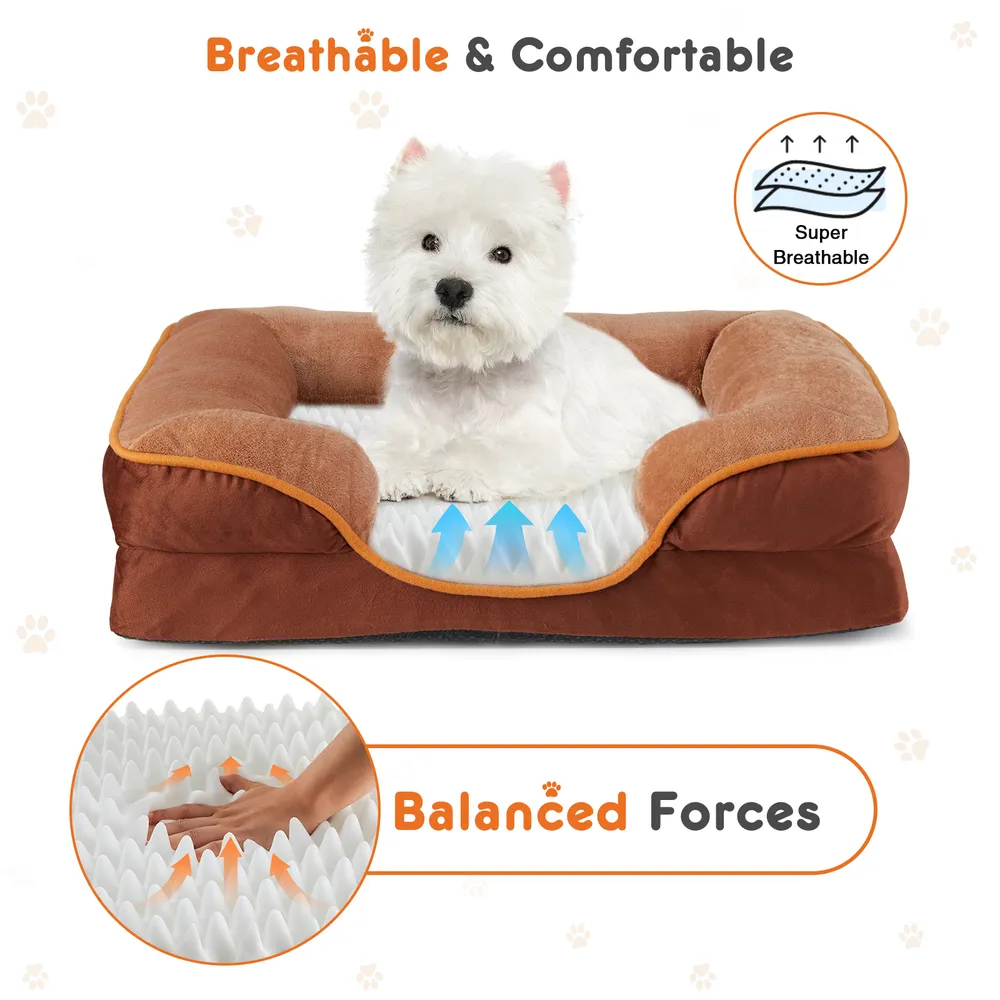 Memory Foam Pet Bed For Small Dogs & Cats With Washable Removable Cover Non-Slip
