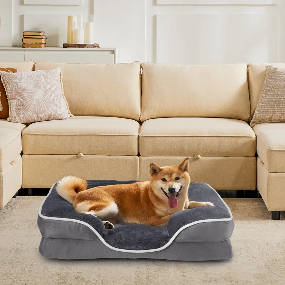 Memory Foam Pet Bed For Small Dogs & Cats With Washable Removable Cover Non-Slip
