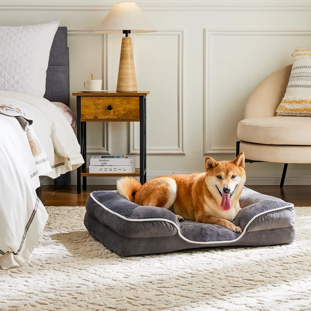 Memory Foam Pet Bed For Small Dogs & Cats With Washable Removable Cover Non-Slip