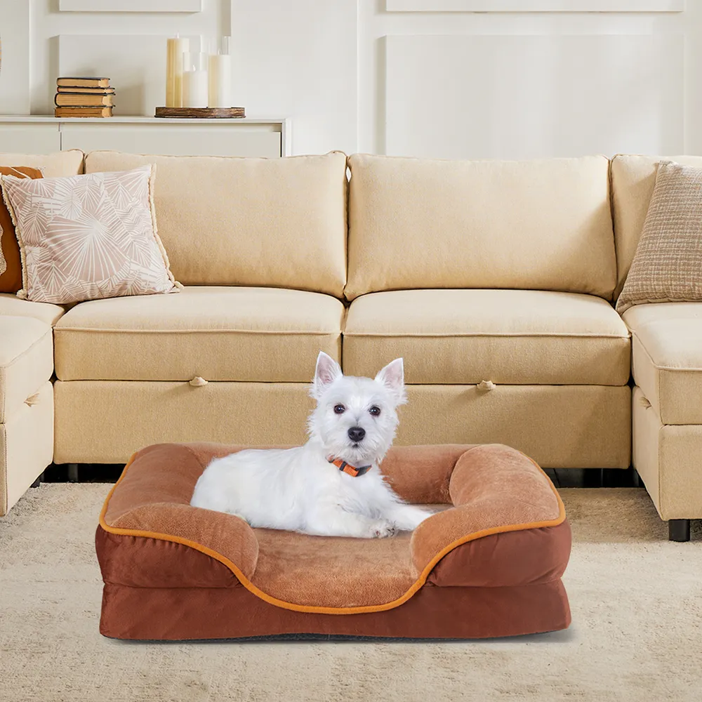 Memory Foam Pet Bed For Small Dogs & Cats With Washable Removable Cover Non-Slip