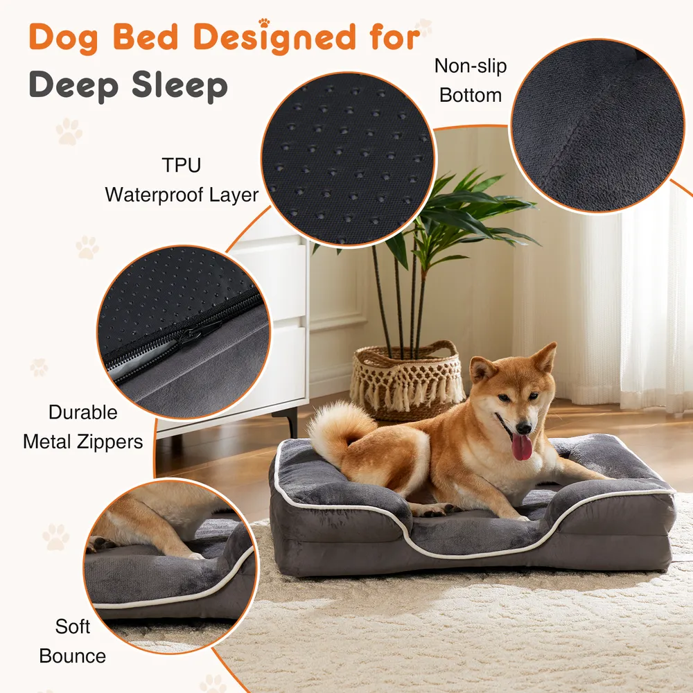 Memory Foam Pet Bed For Small Dogs & Cats With Washable Removable Cover Non-Slip