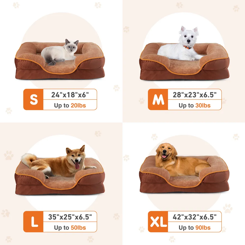 Memory Foam Pet Bed For Small Dogs & Cats With Washable Removable Cover Non-Slip