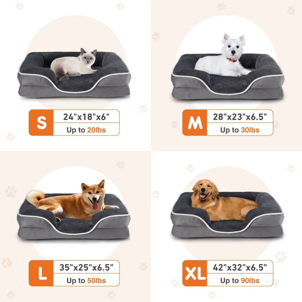 Memory Foam Pet Bed For Small Dogs & Cats With Washable Removable Cover Non-Slip