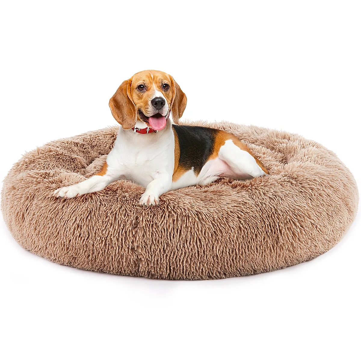 24 Inch Anti-Slip Round Fluffy Plush Faux Fur Cat Bed, Fits Up To 25 Lbs Pets - Image 4