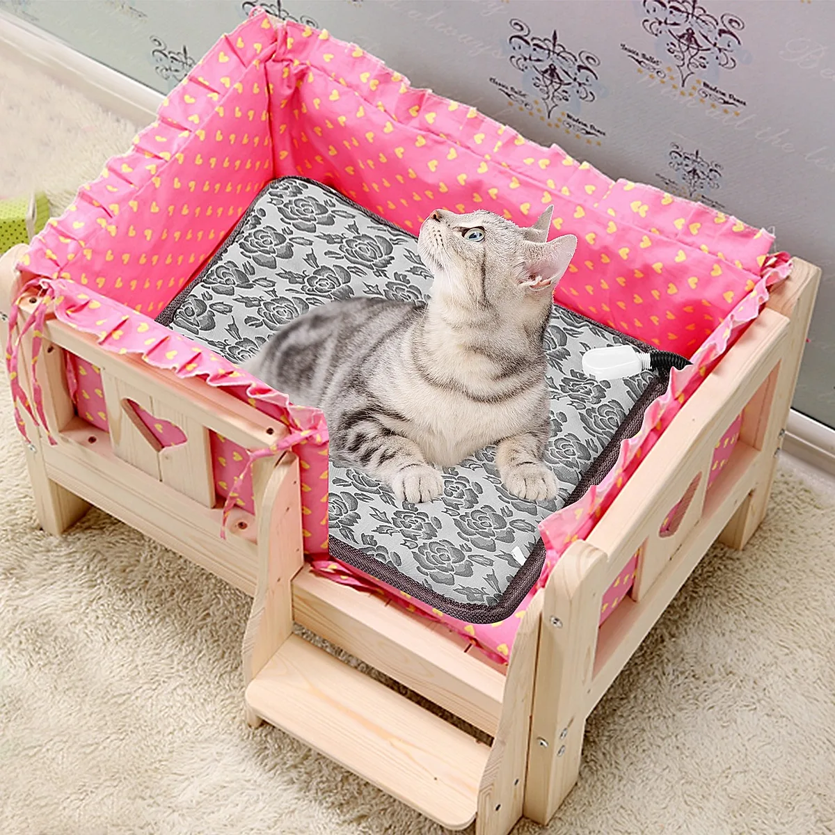 1Pc Pet Heating Pad Dog Cat Electric Heating Mat Waterproof Adjustable Warming Blanket With Chew Resistant Steel Cord Case - Image 7