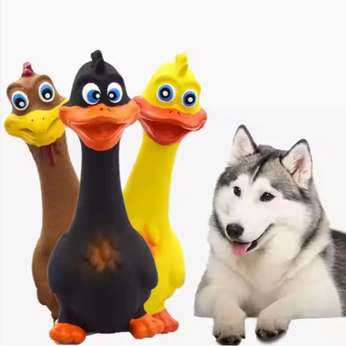Squeaky Duck-Shaped Latex Dog Chew Toy - Image 5