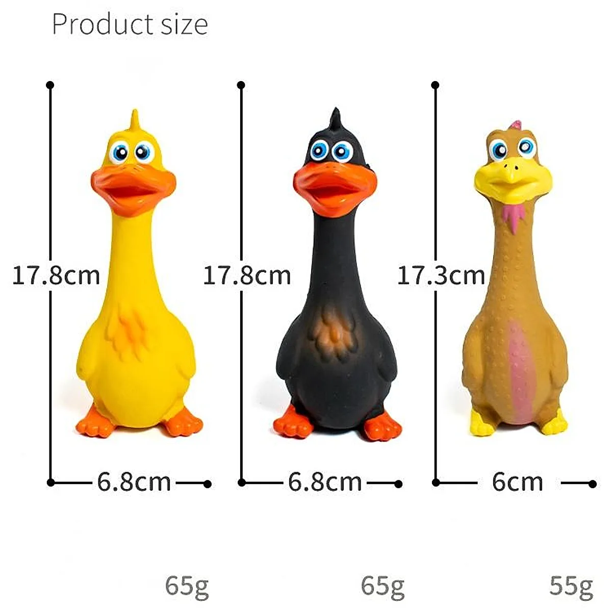 3-Pack Squeaky Latex Chicken Dog Toys - Image 3