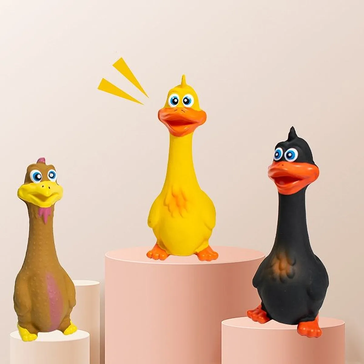 3-Pack Squeaky Latex Chicken Dog Toys - Image 4