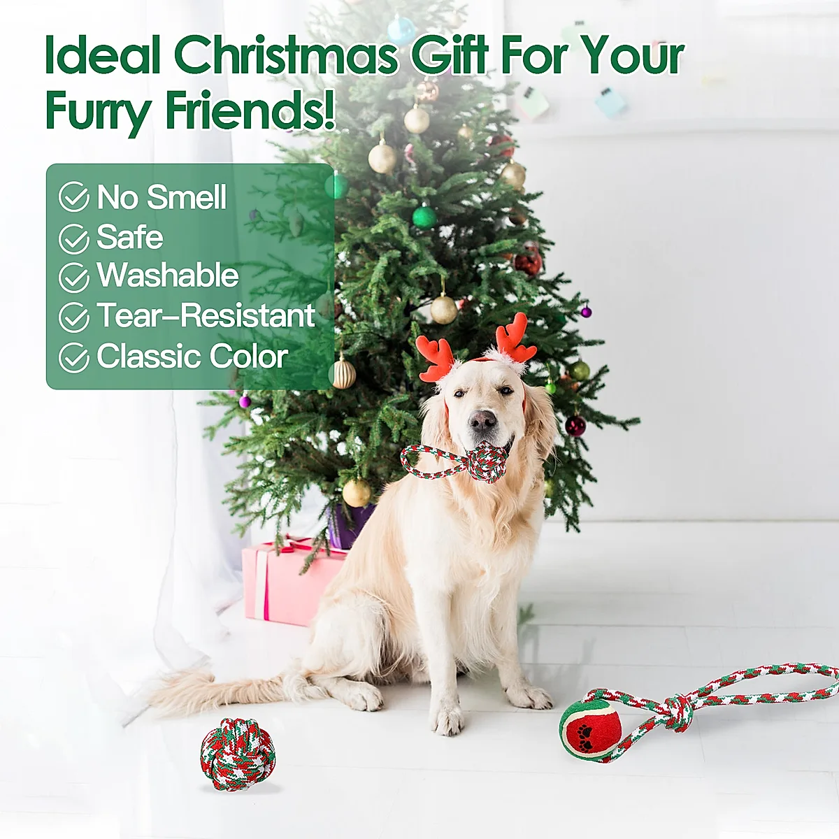 Set Of 5Pcs Christmas Dog Rope Chew Toys Dog Interactive Toys Set For Puppy Small Medium Aggressive Chewers Dogs Training Teething Playing - Image 6