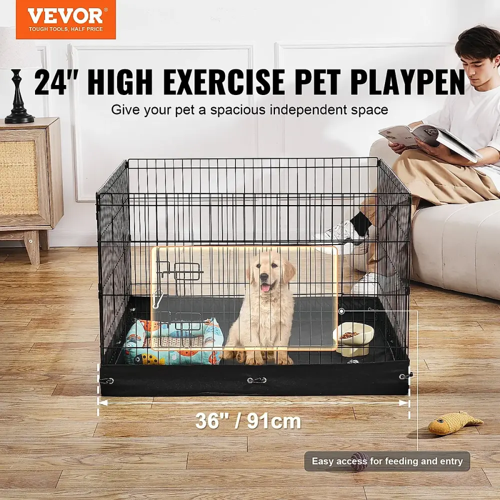 Foldable 4-Panel Metal Dog Playpen - Image 3