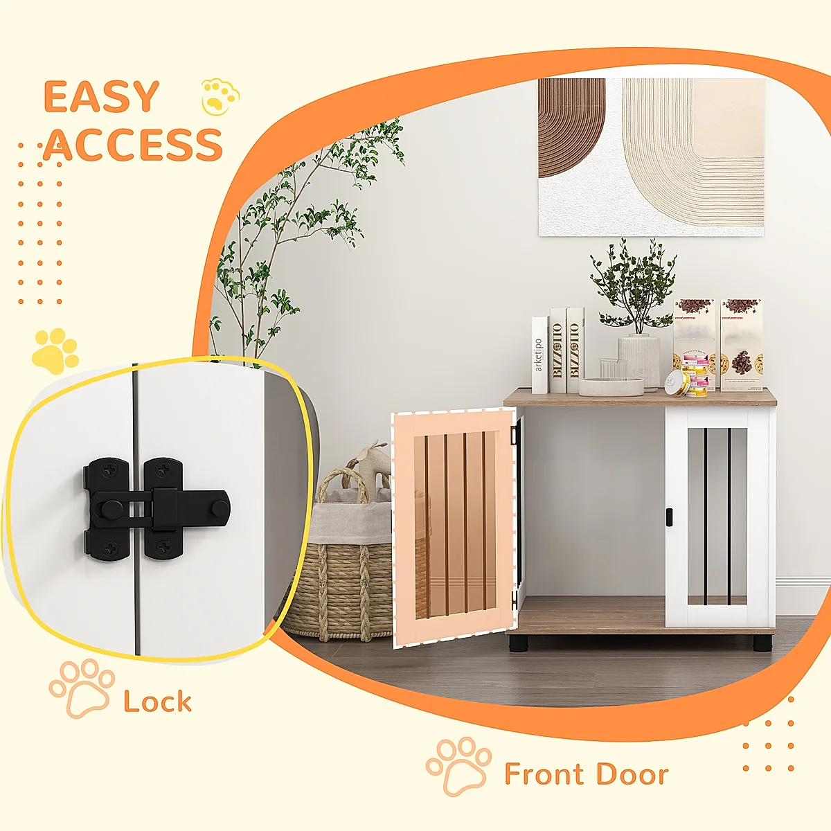 Dog Crate End Table with Lockable Door - Image 5