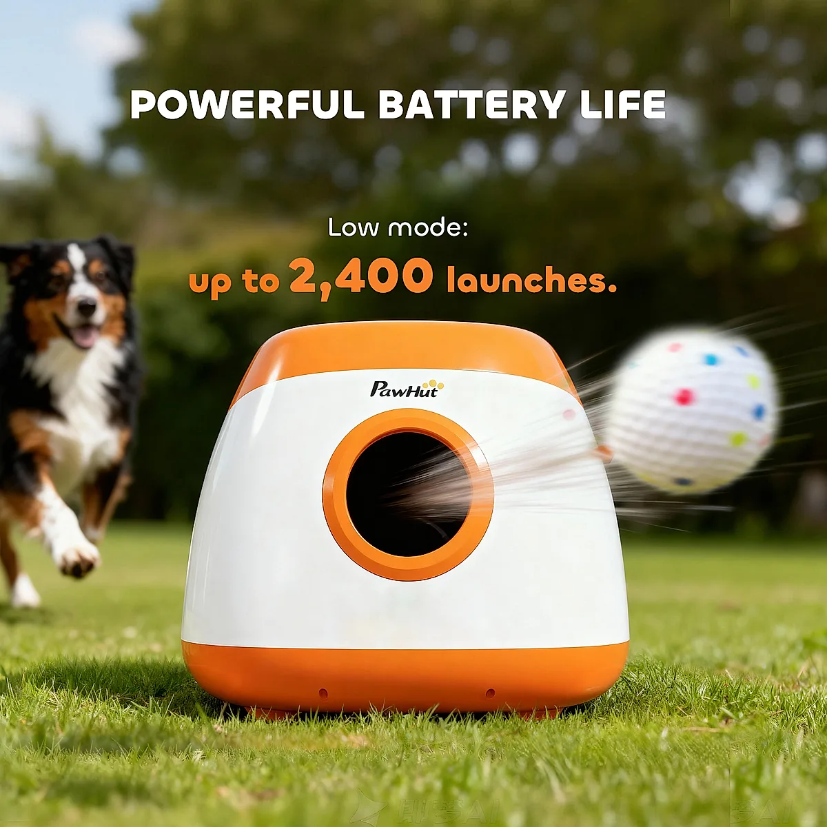 Automatic Dog Ball Launcher with 26-80 FT Distance, Automatic Ball Launcher for Medium and Large Dogs, Orange - Image 2