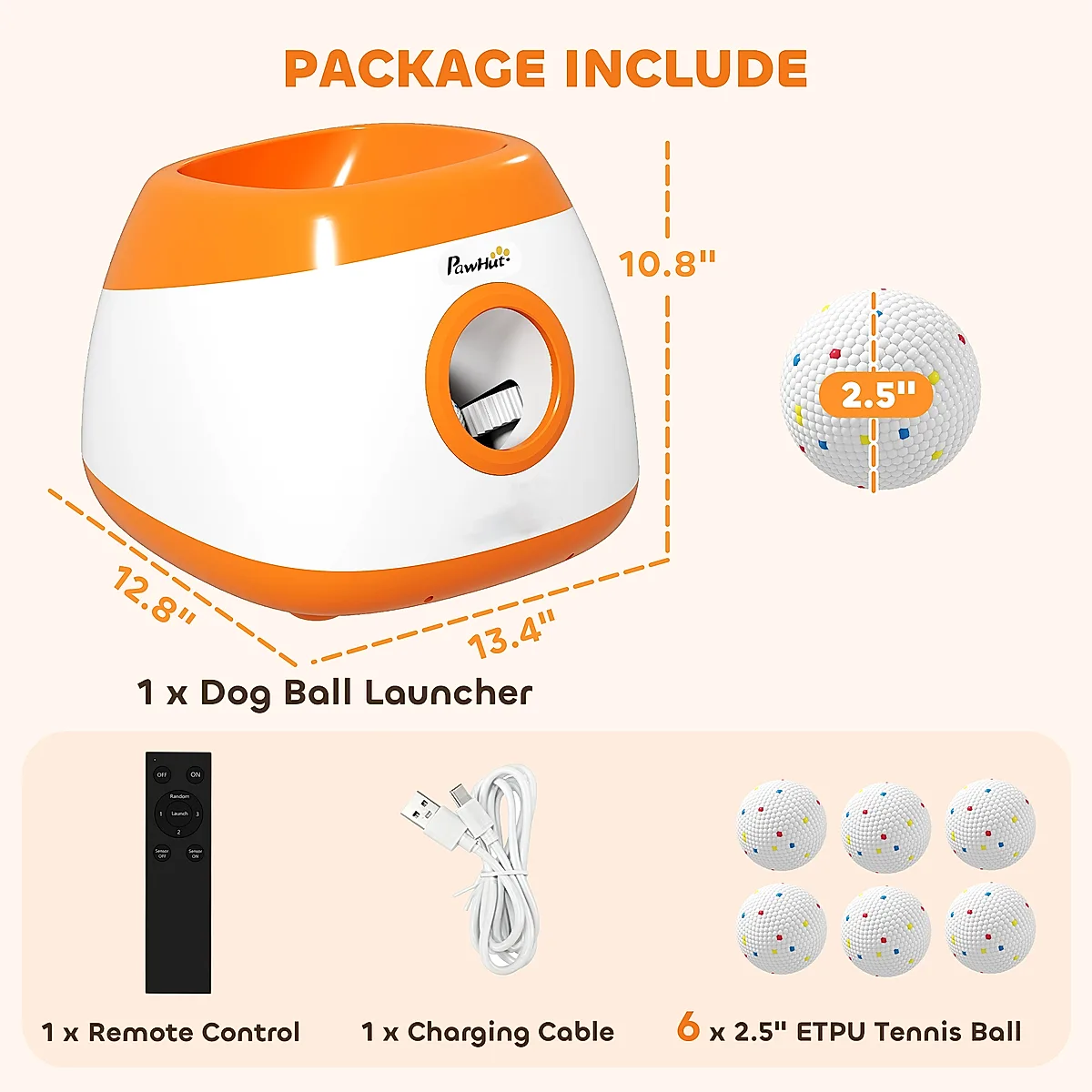 Automatic Dog Ball Launcher with 26-80 FT Distance, Automatic Ball Launcher for Medium and Large Dogs, Orange - Image 7