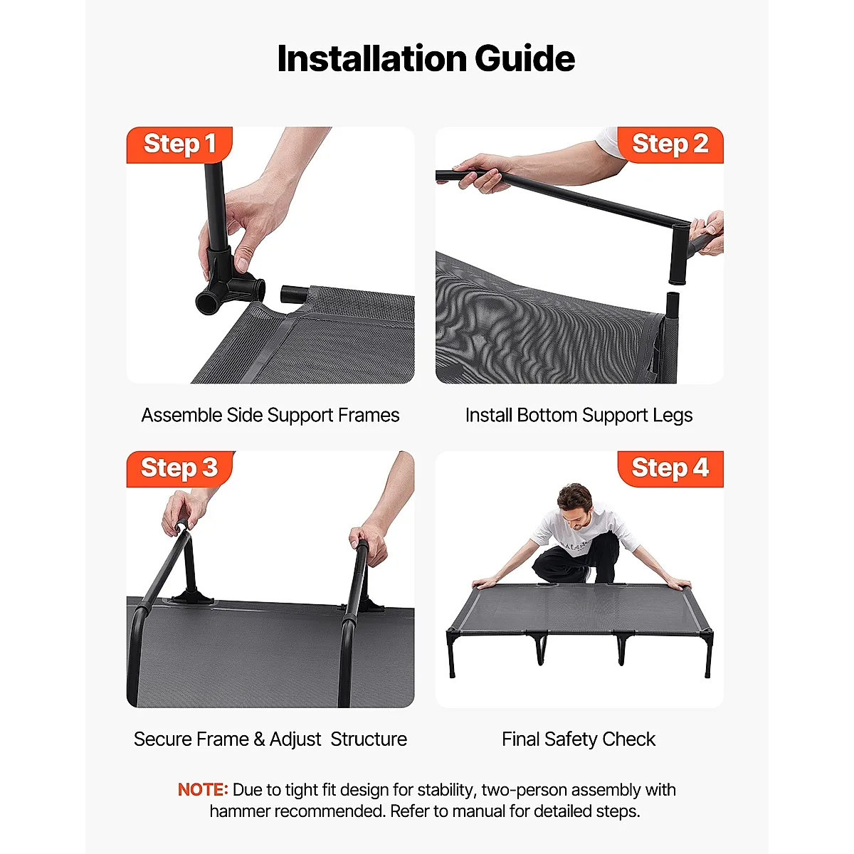Elevated Dog Bed For Large Dog Portable Raised Dog Cot With Metal Frame XL - Image 2