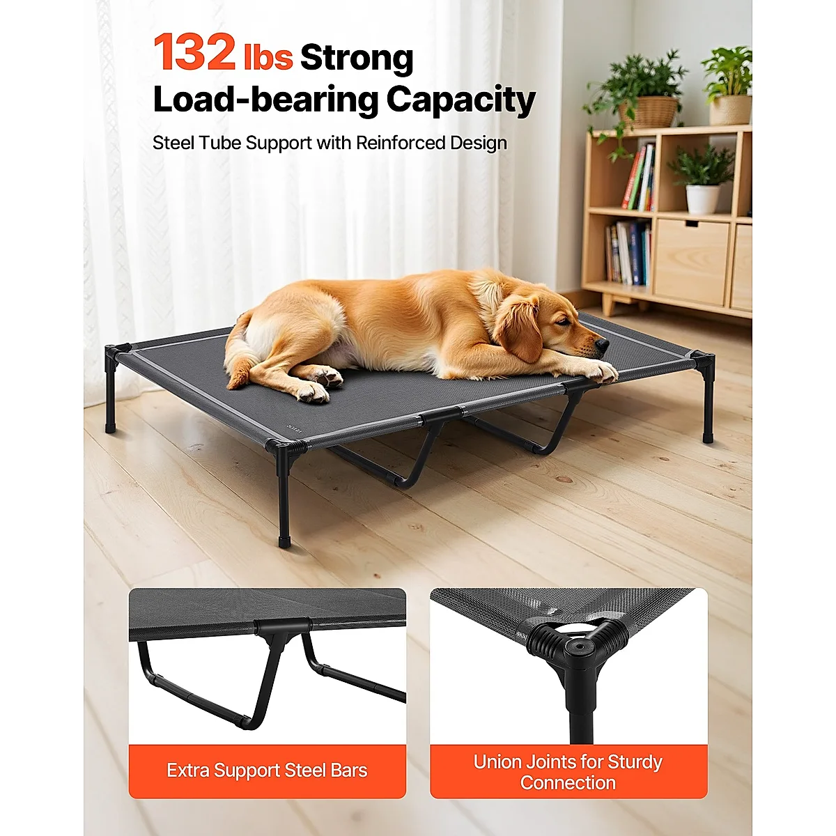 Elevated Dog Bed For Large Dog Portable Raised Dog Cot With Metal Frame XL - Image 5
