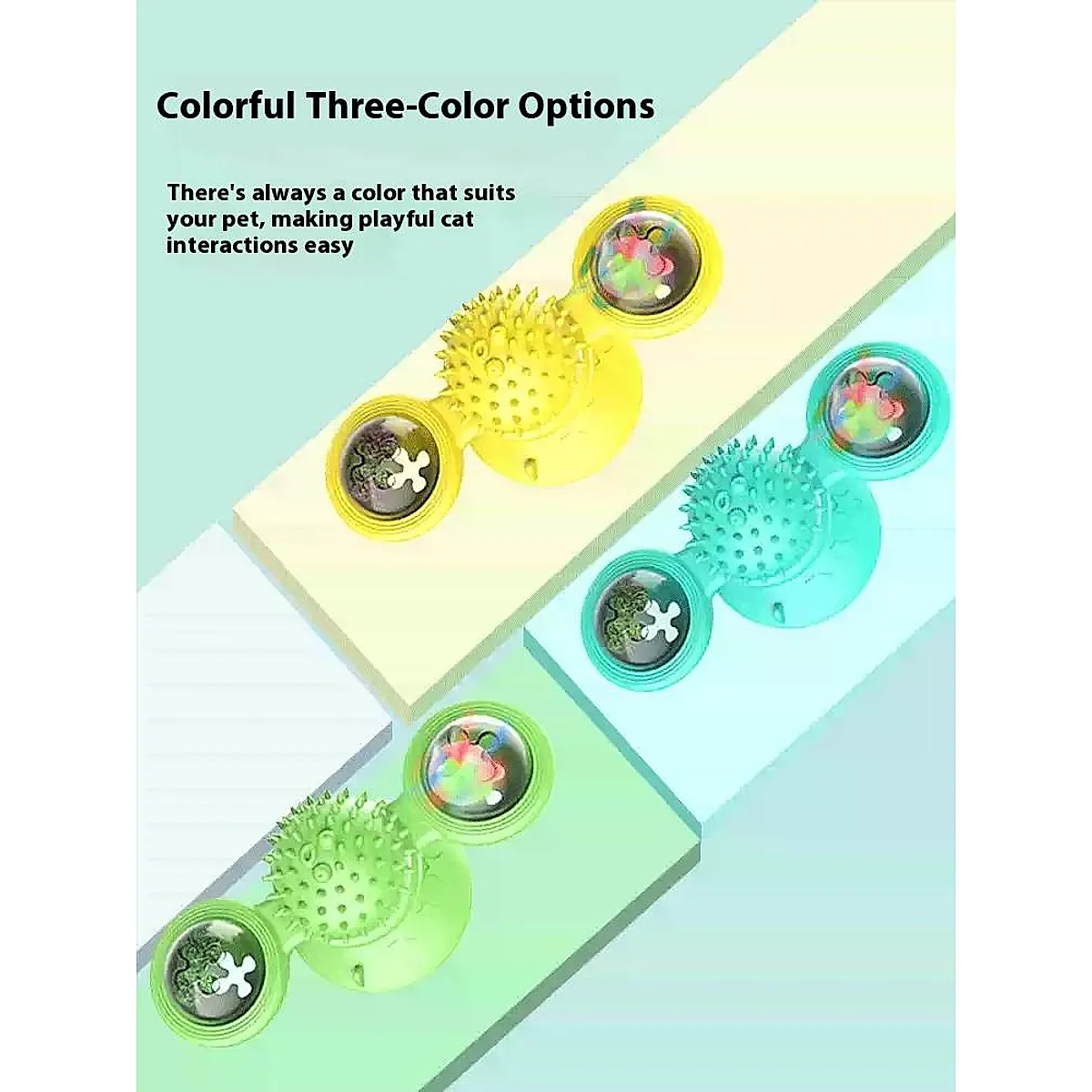 Interactive Windmill Cat Toy With LED Light Ball, Suction Cup, And Catnip Indoor Cat Exercise And Entertainment Set. - Image 2