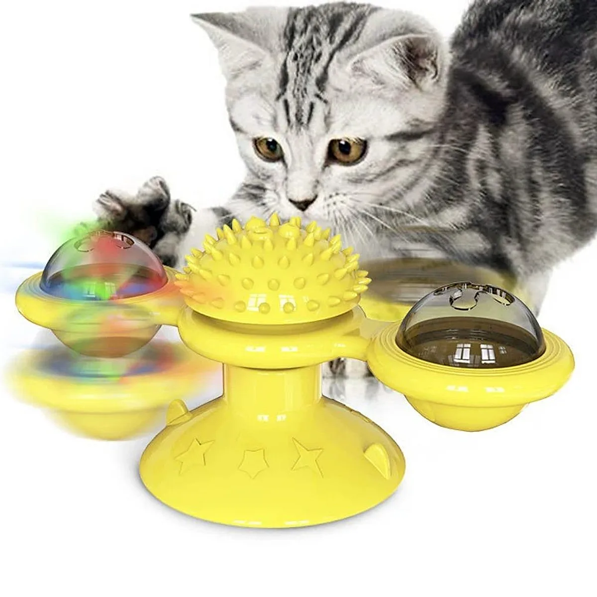 Interactive Windmill Cat Toy With LED Light Ball, Suction Cup, And Catnip Indoor Cat Exercise And Entertainment Set. - Image 6