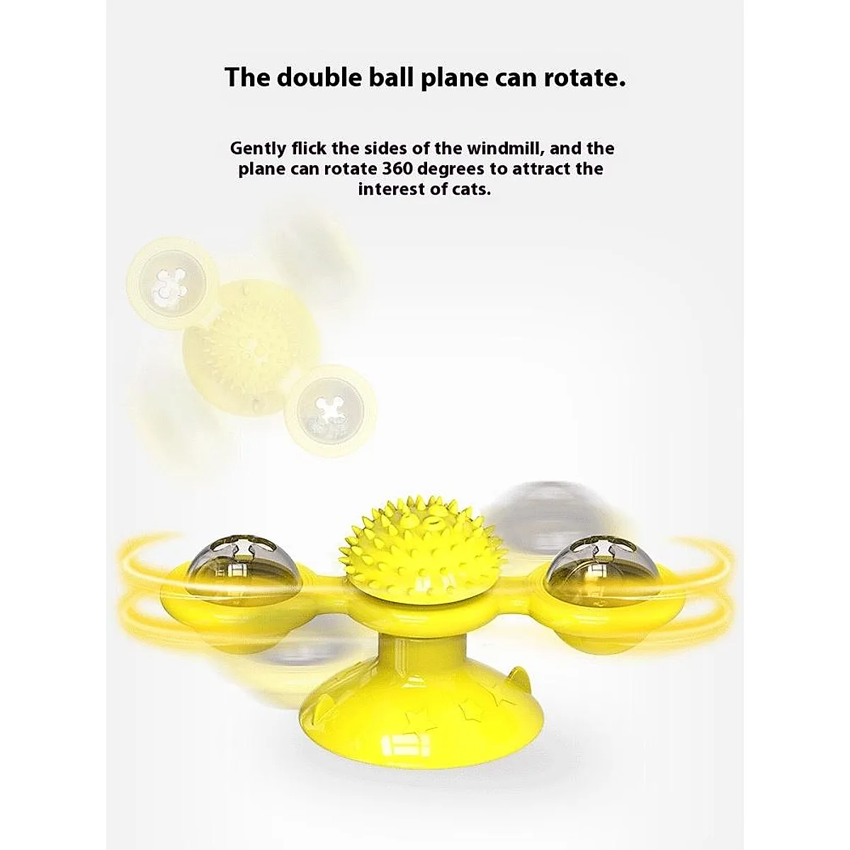 Interactive Windmill Cat Toy With LED Light Ball, Suction Cup, And Catnip Indoor Cat Exercise And Entertainment Set. - Image 8