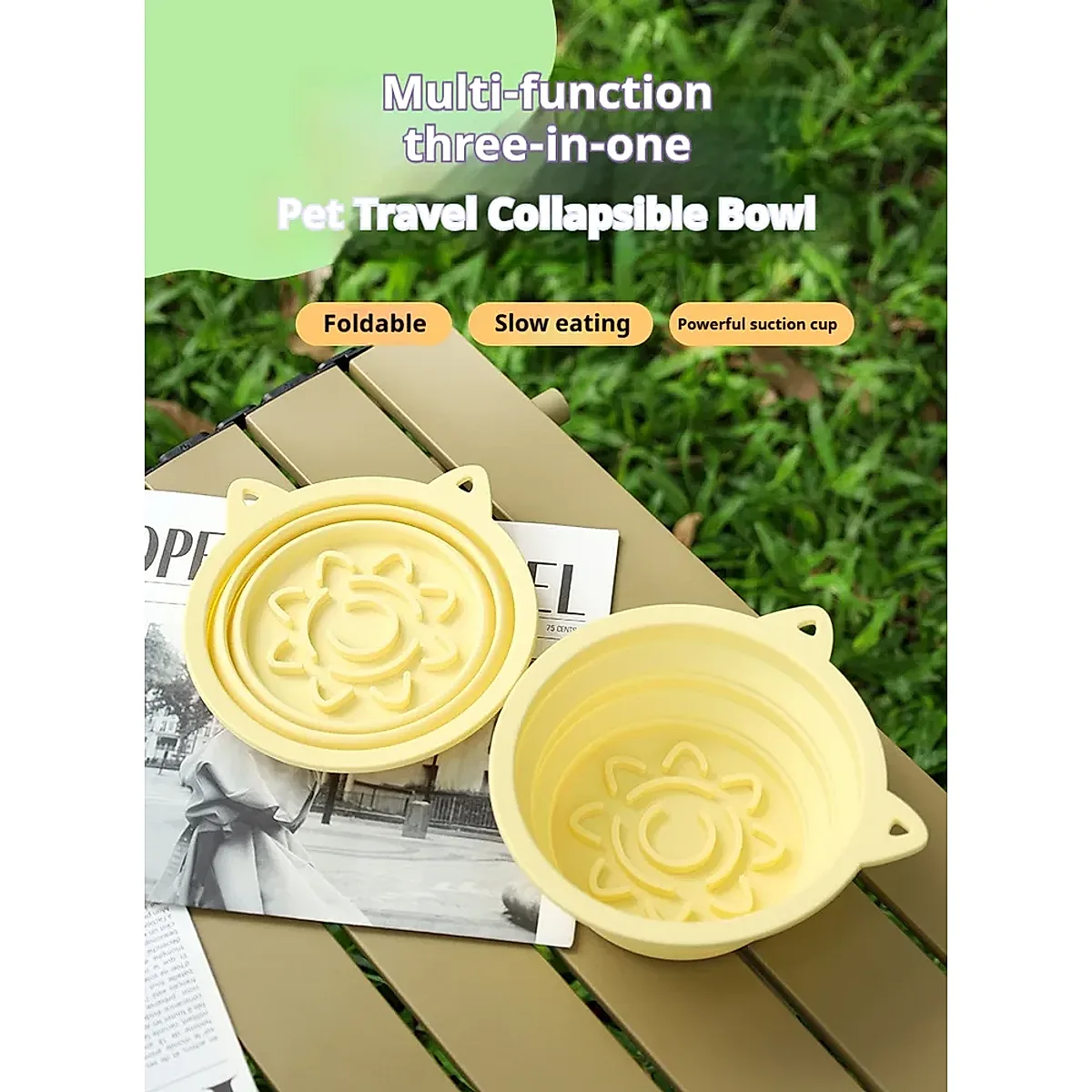 3-in-1 Collapsible Travel Bowl & Slow Feeder