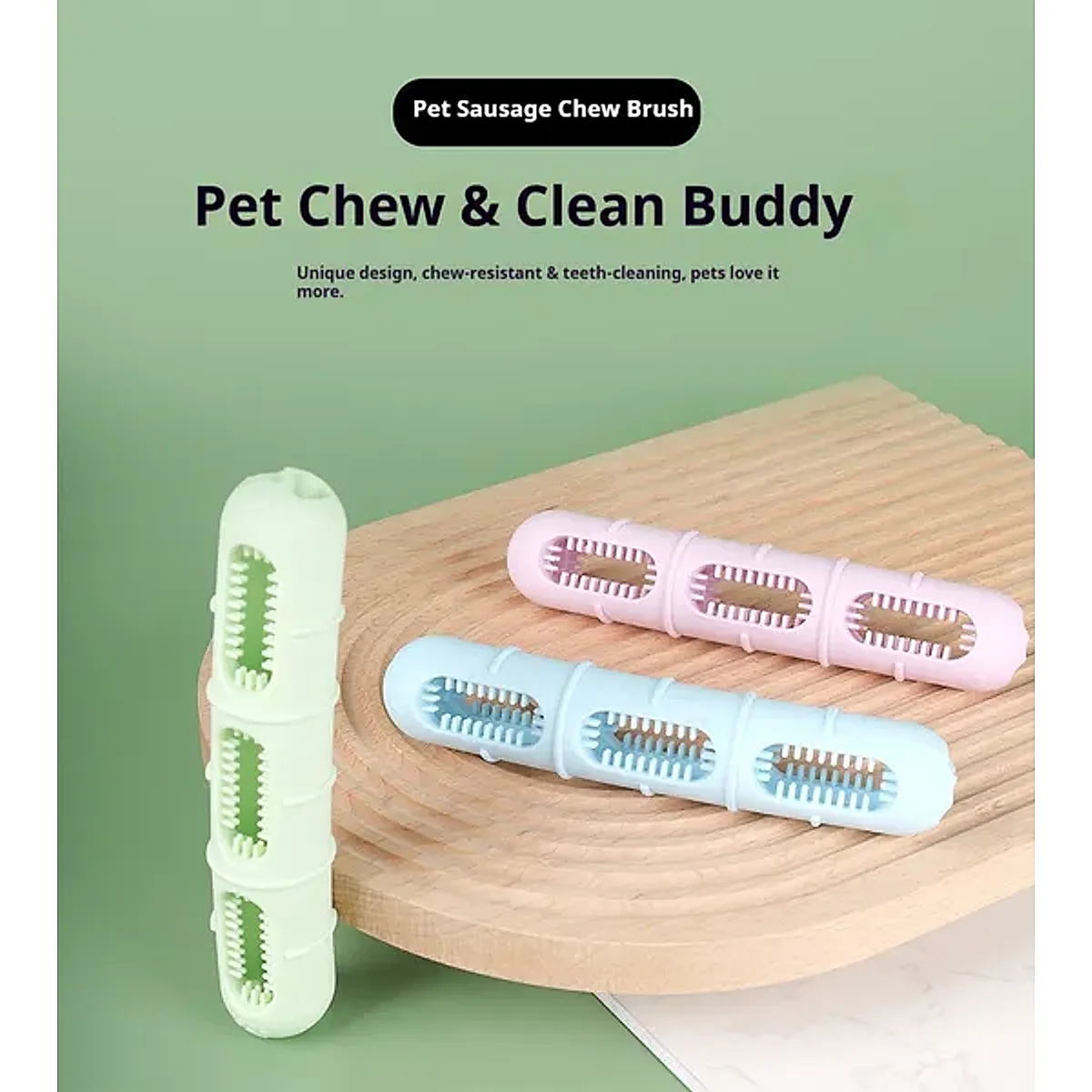 DOG Chew Toys For Teeth Cleaning,Pet Sausage Chew Brush,Pet Chew & Clean Buddy - Image 2