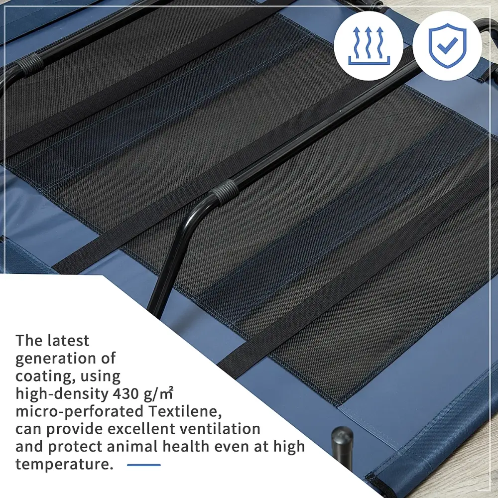 48" x 36" Elevated Breathable Dog Bed w/ Carry Bag Dark Blue - Image 1
