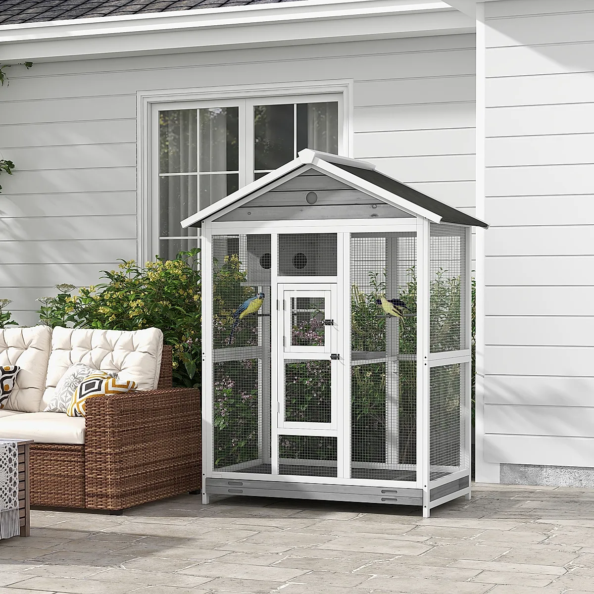 64.5" Wooden Bird Aviary Flight Cage - Image 2