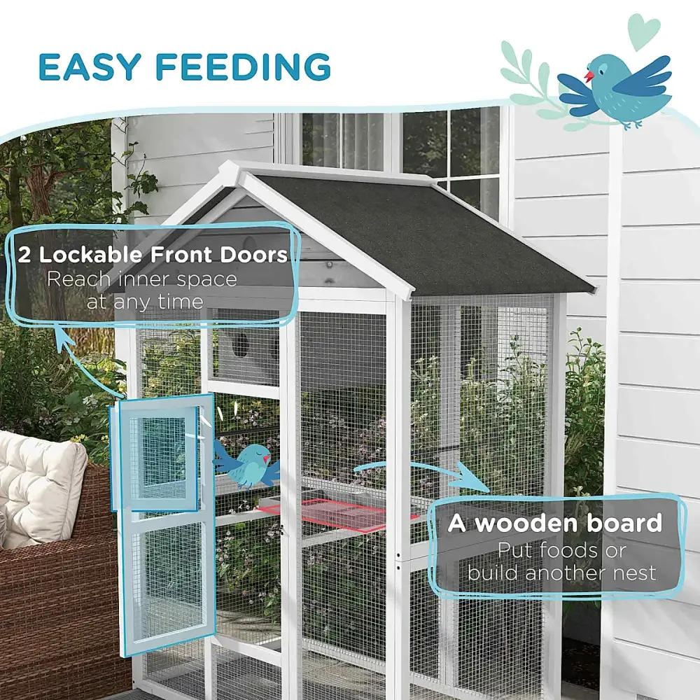 64.5" Wooden Bird Aviary Flight Cage - Image 3