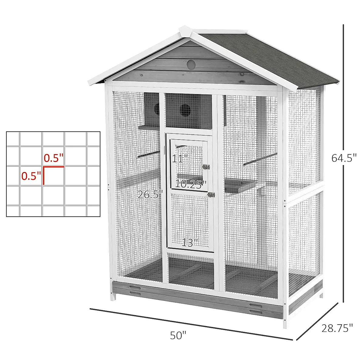64.5" Wooden Bird Aviary Flight Cage - Image 6