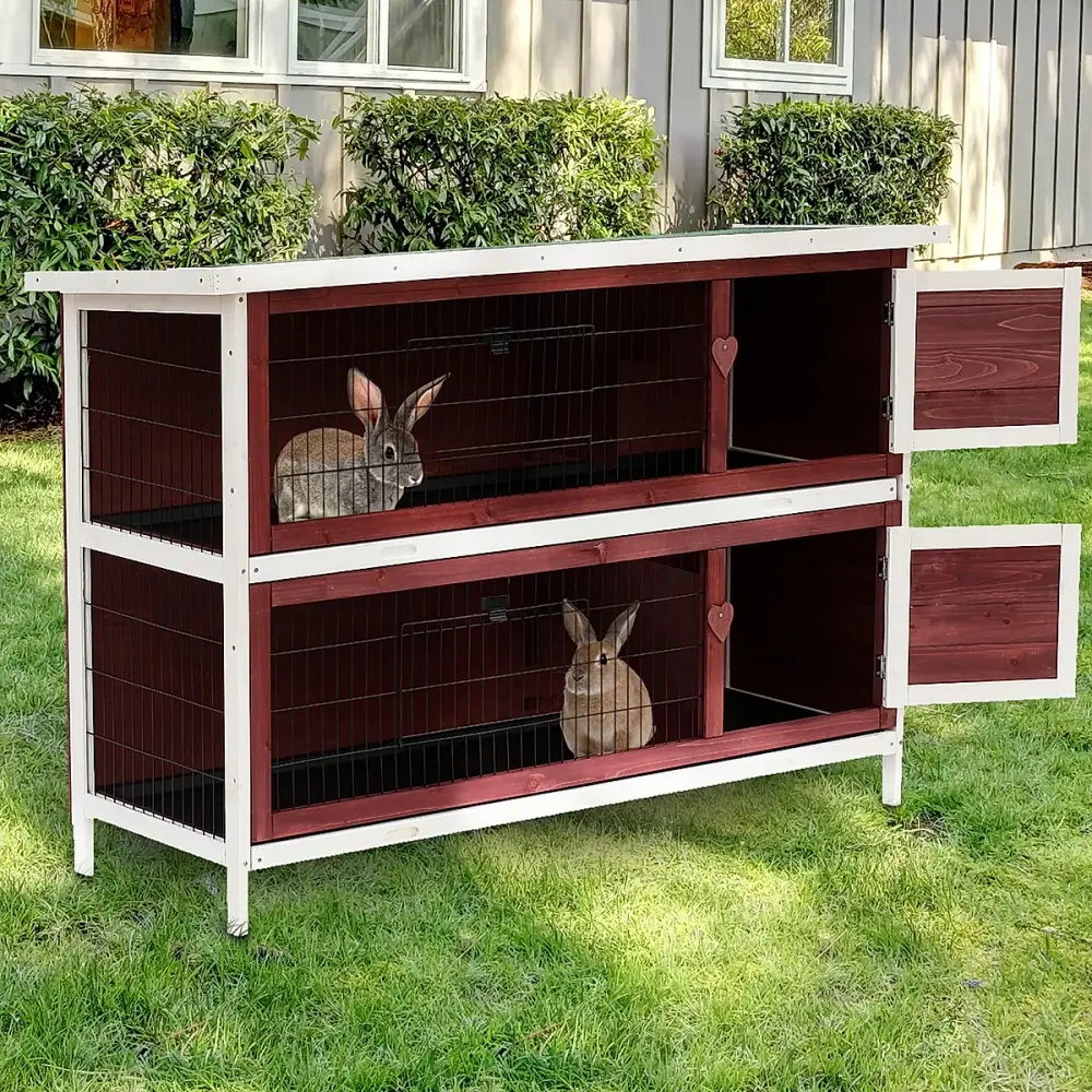 54" Two-Story Weatherproof Wooden Rabbit Hutch
