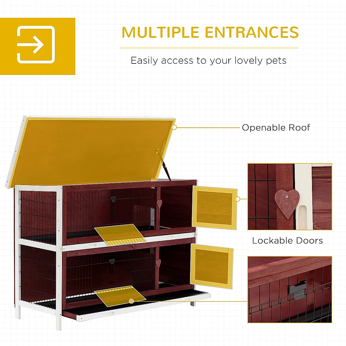 54" Two-Story Weatherproof Wooden Rabbit Hutch - Image 4