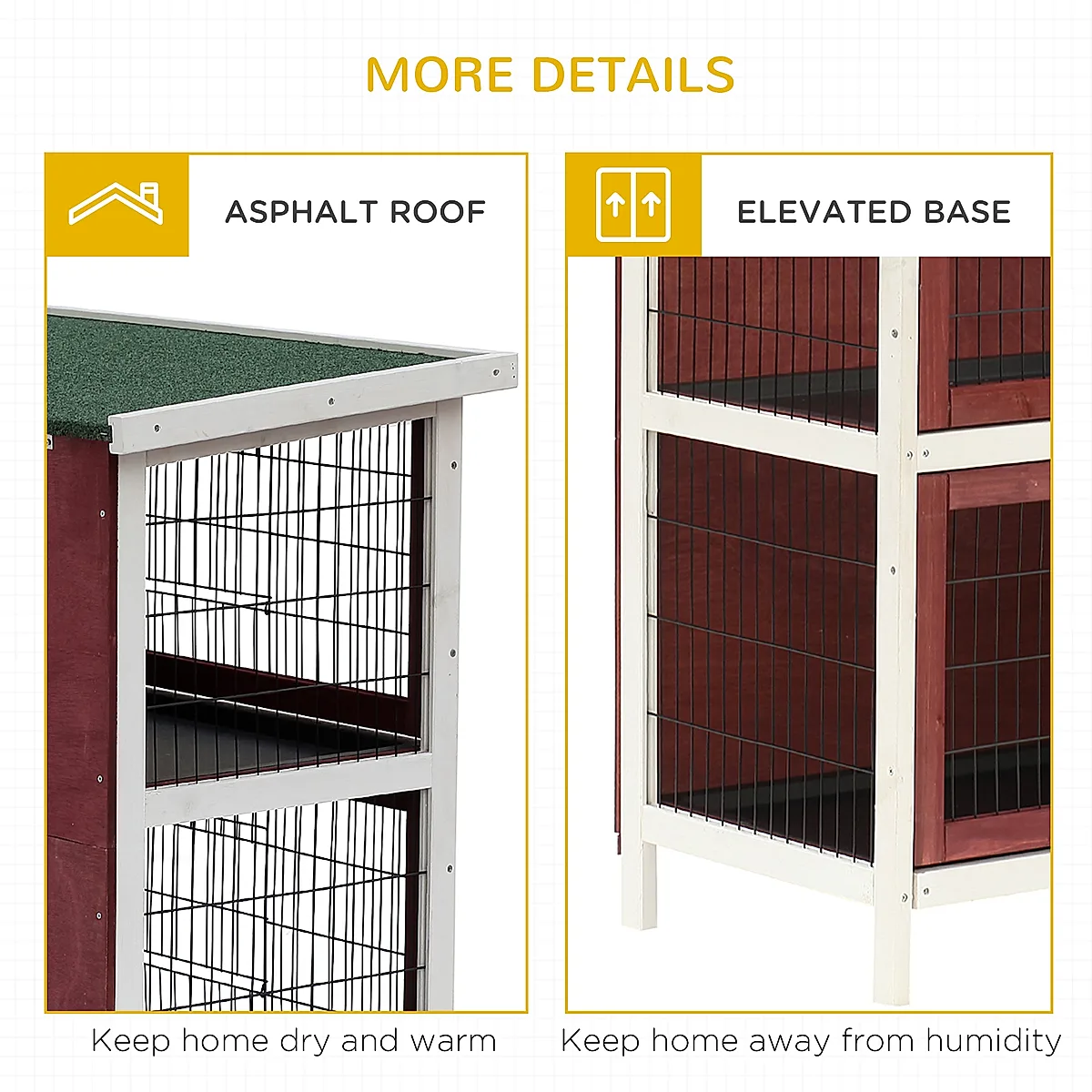 54" Two-Story Weatherproof Wooden Rabbit Hutch - Image 5
