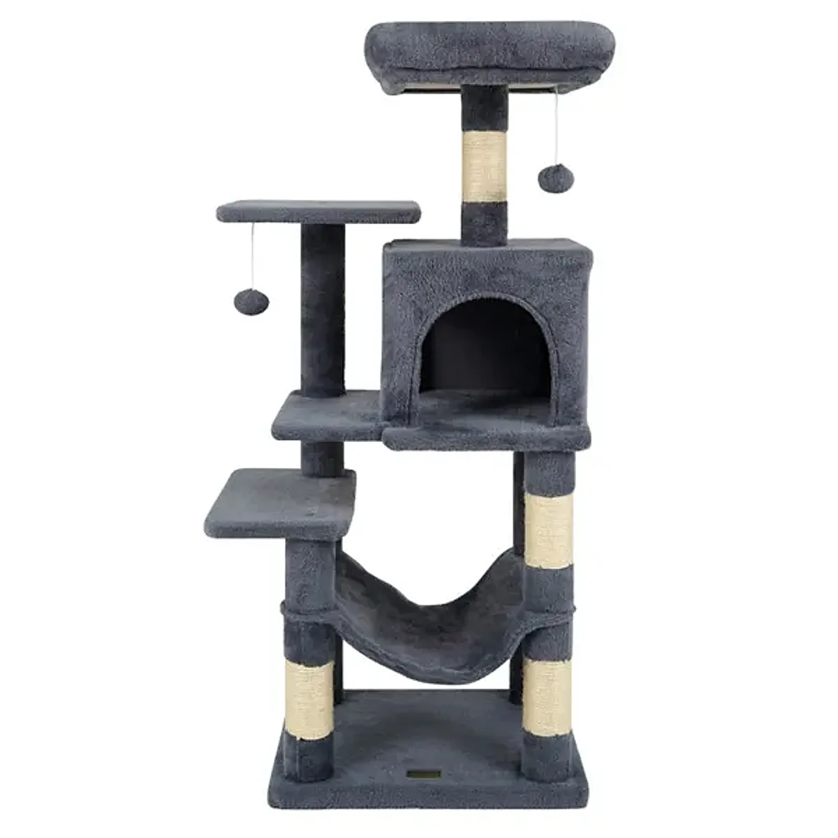 44" Multi-Level Cat Tree With Spacious Top Perch, 2-Door Condo & Hammock For Indoor Cats -Gray - Image 4